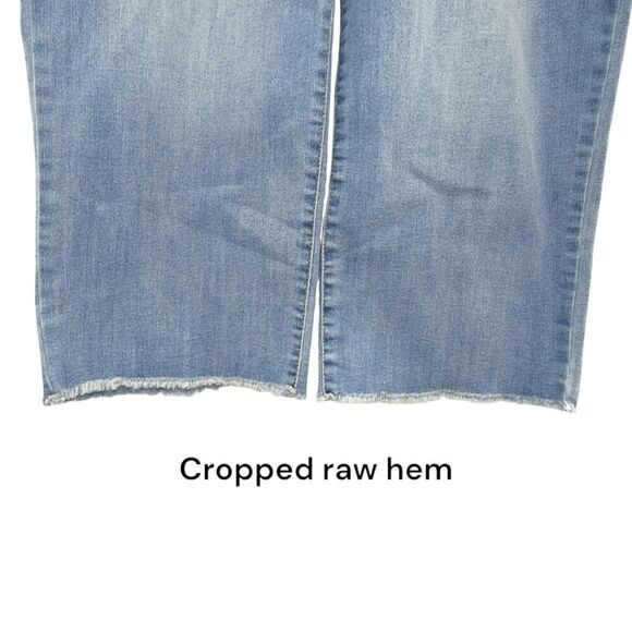 LOGO Lori Goldstein High Rise Wide Leg Crop Jeans Raw Hem Size 10P - Picture 4 of 9